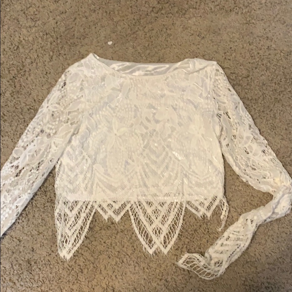 White lace crop top